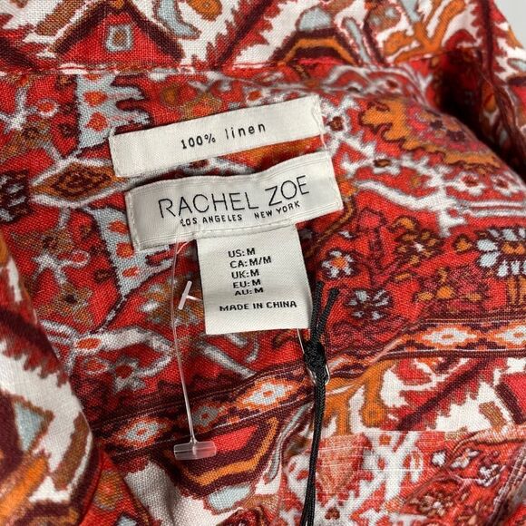 Rachel Zoe NWT Tribal Cropped 100% Linen Button Up Shirt - Women’s M - Picture 6 of 9